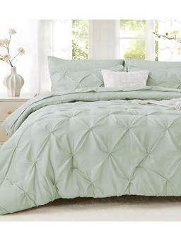 the White Moss - Marquis Pinch Pleat Charcole Ac Comforter Single Size With 1 Pillow Cover (Single)