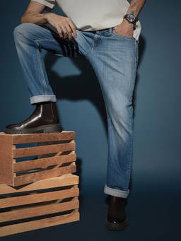 Lee - Men'S Blue Rodeo Straight Fit Mid Rise Jeans