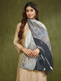 Fabindia - Grey Silk Printed Stole