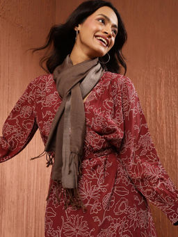 Fabindia - Brown Wool Woven Muffler