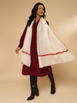 Fabindia - Off White Cashmere Embroidered Stole