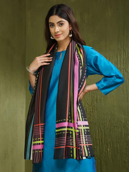 Fabindia - Black Silk Striped Stole