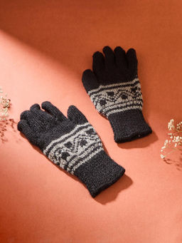 Fabindia - Black Acrylic Woven Gloves