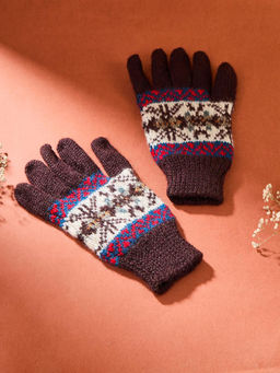 Fabindia - Brown Acrylic Woven Gloves
