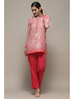 Biba - Pink Polyester Straight Kurti