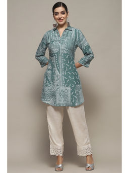 Biba - Green Viscose Straight Kurti