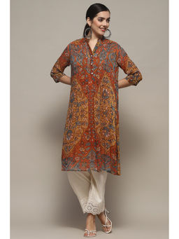 Biba - Mustard Viscose Straight Kurta