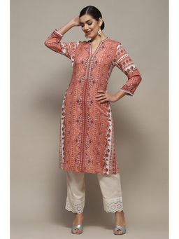 Biba - Blush Pink Viscose Straight Kurta