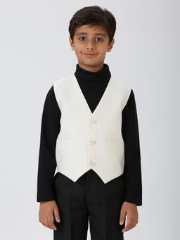 Kids Island - Off White Solid Waistcoat