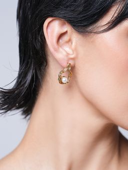 CAO JEWELLERY - White Bow Knot Titanium Steel Ear Studs