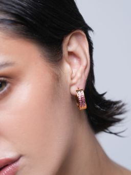 CAO JEWELLERY - Pink Cz Stone Hoop Earrings