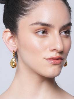 CAO JEWELLERY - Gold Simple Special Shaped Steel Bead Pendant Earrings