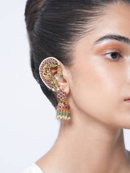 CAO JEWELLERY - Multi-Color Peacock Design Jadau Earrings