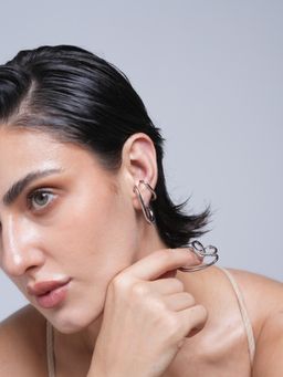 CAO JEWELLERY - Silver Earlobe Clip Ear Hook Earrings