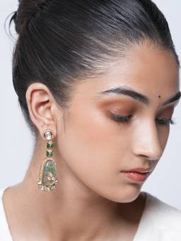 CAO JEWELLERY - Green Long Doublet Earrings