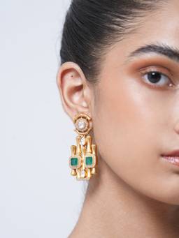 CAO JEWELLERY - Green Bamboo Design Earrings