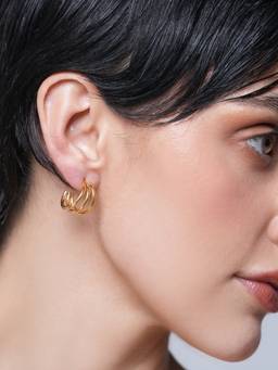 CAO JEWELLERY - Gold Smooth Three Layer Wire Earrings