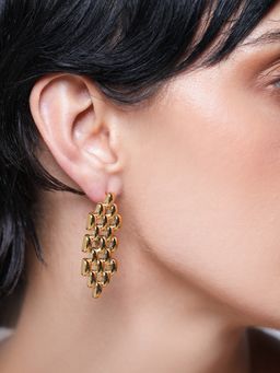 CAO JEWELLERY - Gold Geometric Chain Drop Earrings