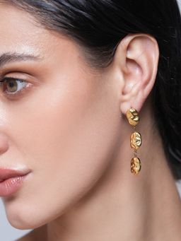 CAO JEWELLERY - Gold Hammered Drop Dangle Earrings