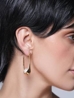 CAO JEWELLERY - White Pearl Geometric Huggie Earrings