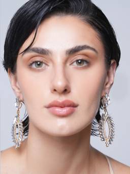CAO JEWELLERY - White Rhinestone Long Drop Earrings