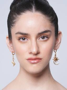 CAO JEWELLERY - White Sun and Moon Boot Drop Earrings