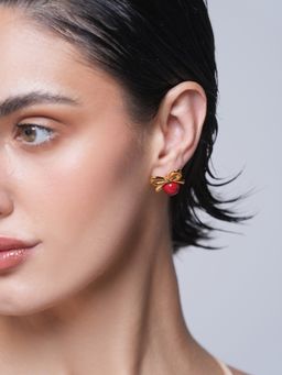 CAO JEWELLERY - Red Glass Pearl Bow Earrings