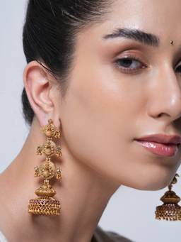 CAO JEWELLERY - Multi-Color Long Peacock Antique Earrings