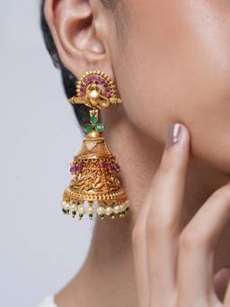CAO JEWELLERY - Multi-Color Elephant Style Antique Big Jhumka Earrings