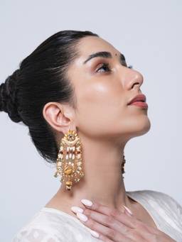 CAO JEWELLERY - Multi-Color Meenakari Peacock Design Earrings