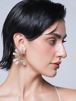 CAO JEWELLERY - White Half Moon Flower Earrings