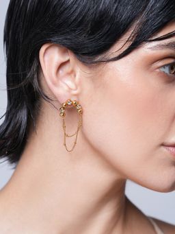 CAO JEWELLERY - White Delicate Chain Cz Hoop Earrings