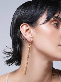 CAO JEWELLERY - Gold Snake Bone Chain Knot Tassel Earrings