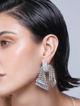 CAO JEWELLERY - White Bow Knot Rhinestones Earrings
