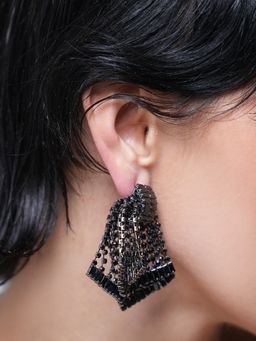 CAO JEWELLERY - Black Bow Knot Rhinestones Earrings