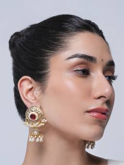 CAO JEWELLERY - Designer Lightweight Red Jhumka Earrings