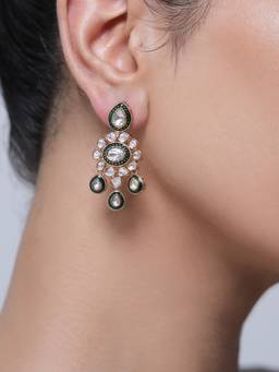 CAO JEWELLERY - White Premium Kundan Polki Earrings