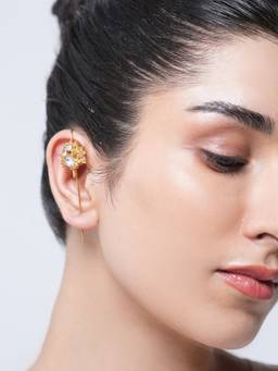 CAO JEWELLERY - Designer White Kundan Earcuffs