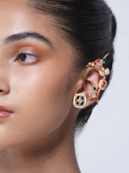 CAO JEWELLERY - Designer Multi-Color Peacock Earcuffs