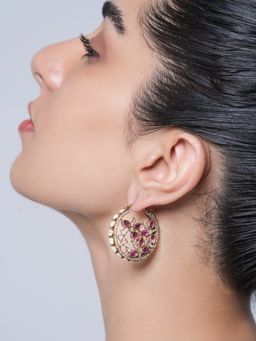 CAO JEWELLERY - Pink Round Mehendi Polish Earrings