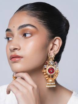 CAO JEWELLERY - White Long Designer Jhumka Earrings