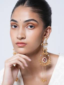 CAO JEWELLERY - Designer White Long Ghungroo Earrings