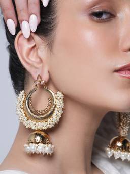CAO JEWELLERY - White Jhumka Style Earrings