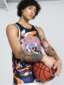 Puma - Rival Rage All-Over Print Mesh Men's Blue Tank Tee