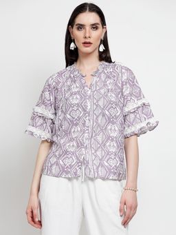 Gipsy - Lilac Cotton Print Blouse