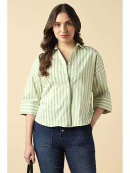 Allen Solly - Green and White Striped Shirt