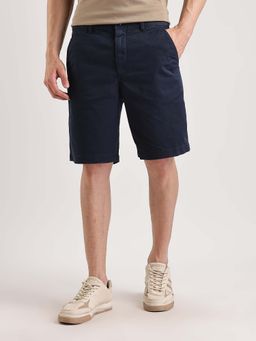 Calvin Klein - Navy Blue Regular-Fit Solid Mid Rise Shorts