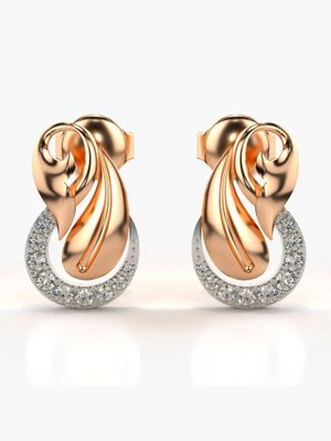 Valanova Sterling Silver Plated with Rose Gold and Certified Lab Grown Diamond 0.18 Cts Earrings