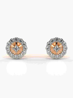 Valanova Sterling Silver Plated with Rose Gold and Certified Lab Grown Diamond 0.33 Cts Earrings