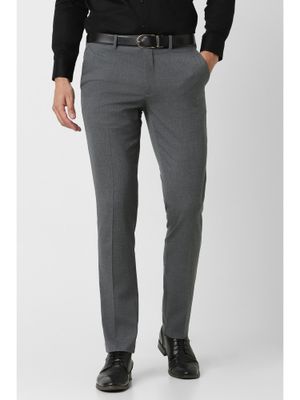 Buy Van Heusen Men Grey Textured Slim Fit Trouser (30) Online